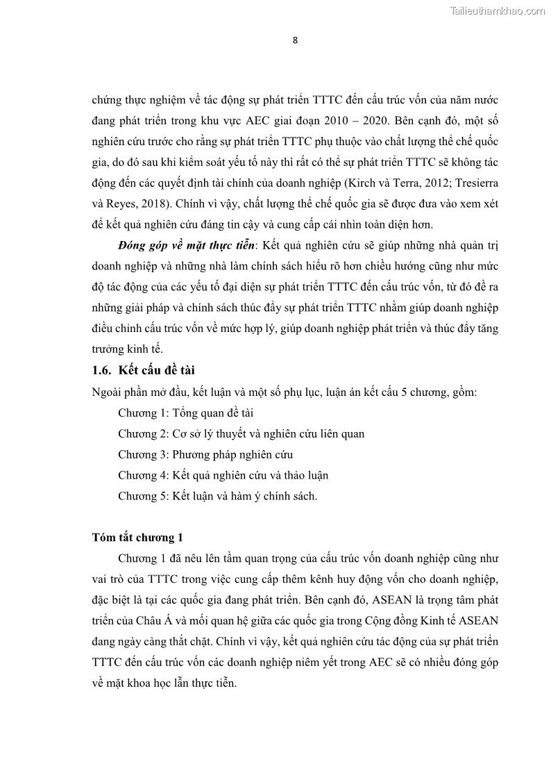 Luận án tiến sĩ tài chính ngân hàng Tác động của sự phát triển thị trường tài chính đến cấu trúc vốn doanh nghiệp niêm yết trong Cộng đồng Kinh tế ASEAN - 2 Trang 21