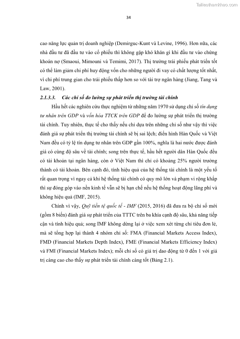 Luận án tiến sĩ tài chính ngân hàng Tác động của sự phát triển thị trường tài chính đến cấu trúc vốn doanh nghiệp niêm yết trong Cộng đồng Kinh tế ASEAN - 4 Trang 47