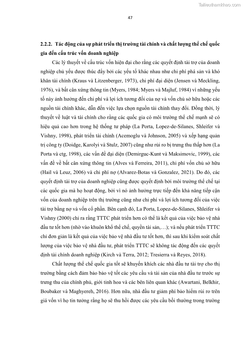 Luận án tiến sĩ tài chính ngân hàng Tác động của sự phát triển thị trường tài chính đến cấu trúc vốn doanh nghiệp niêm yết trong Cộng đồng Kinh tế ASEAN - 5 Trang 60