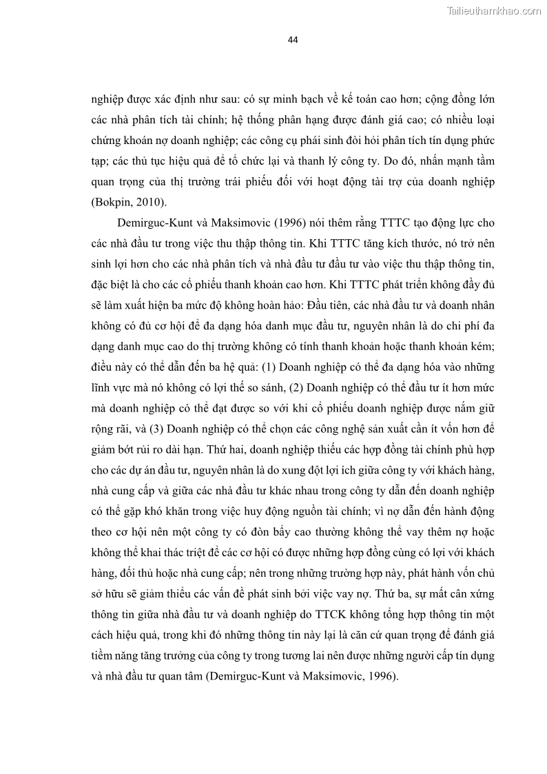 Luận án tiến sĩ tài chính ngân hàng Tác động của sự phát triển thị trường tài chính đến cấu trúc vốn doanh nghiệp niêm yết trong Cộng đồng Kinh tế ASEAN - 5 Trang 57
