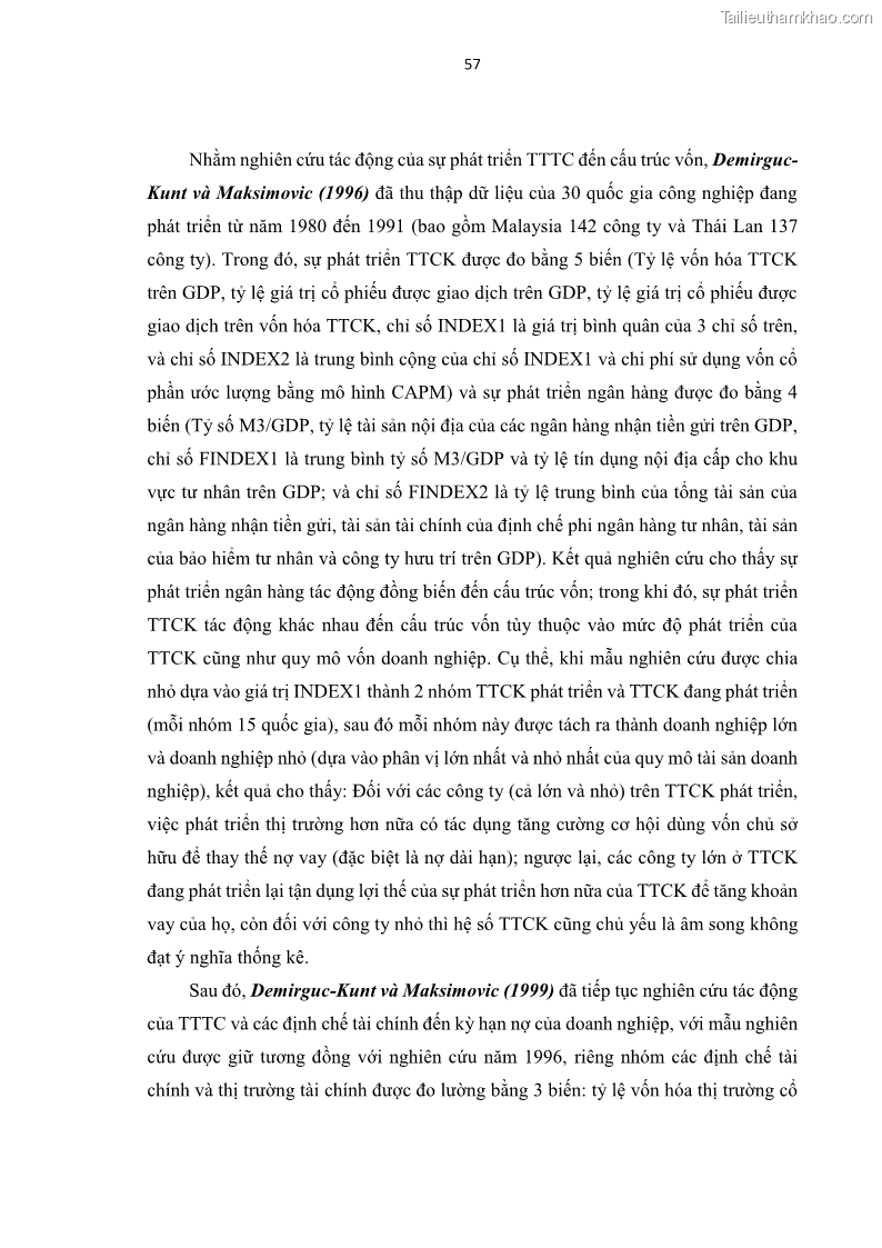 Luận án tiến sĩ tài chính ngân hàng Tác động của sự phát triển thị trường tài chính đến cấu trúc vốn doanh nghiệp niêm yết trong Cộng đồng Kinh tế ASEAN - 6 Trang 70
