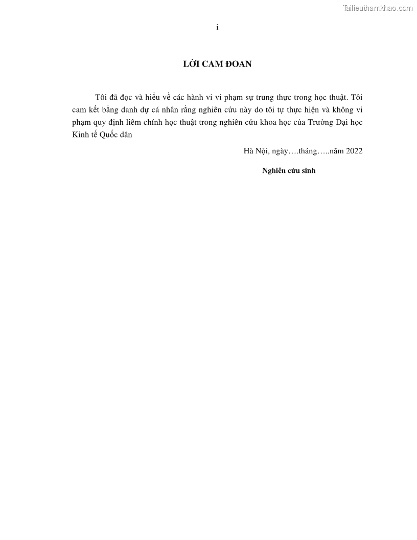 Luận án tiến sĩ tài chính ngân hàng Tác động của tính thanh khoản đến hiệu quả tài chính của các Công ty phi tài chính niêm yết trên thị trường chứng khoán Việt Nam - 1 Trang 1