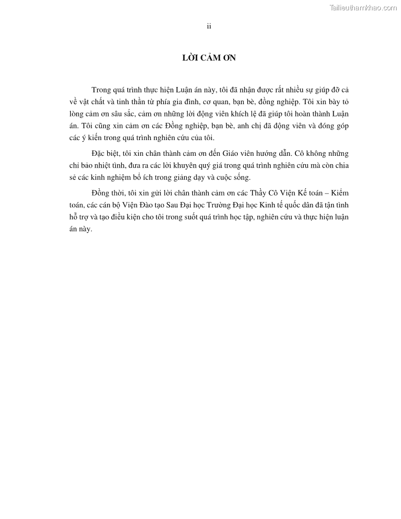 Luận án tiến sĩ tài chính ngân hàng Tác động của tính thanh khoản đến hiệu quả tài chính của các Công ty phi tài chính niêm yết trên thị trường chứng khoán Việt Nam - 1 Trang 2