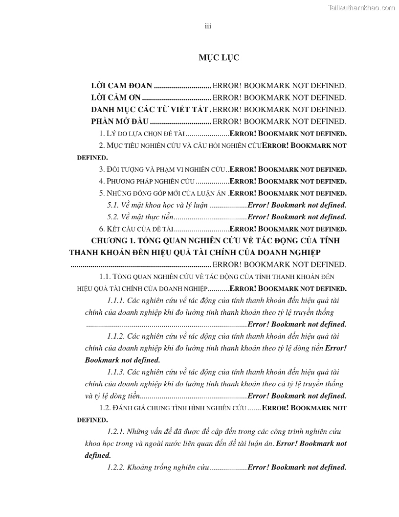 Luận án tiến sĩ tài chính ngân hàng Tác động của tính thanh khoản đến hiệu quả tài chính của các Công ty phi tài chính niêm yết trên thị trường chứng khoán Việt Nam - 1 Trang 3