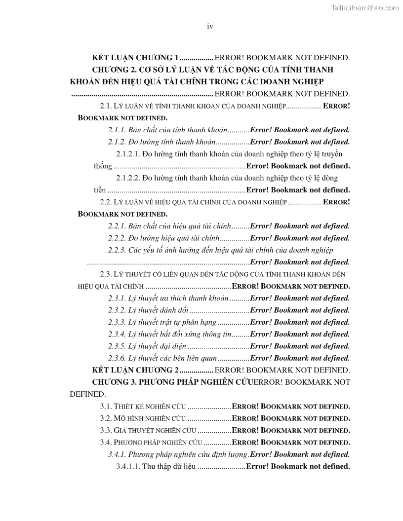 Luận án tiến sĩ tài chính ngân hàng Tác động của tính thanh khoản đến hiệu quả tài chính của các Công ty phi tài chính niêm yết trên thị trường chứng khoán Việt Nam - 1 Trang 4