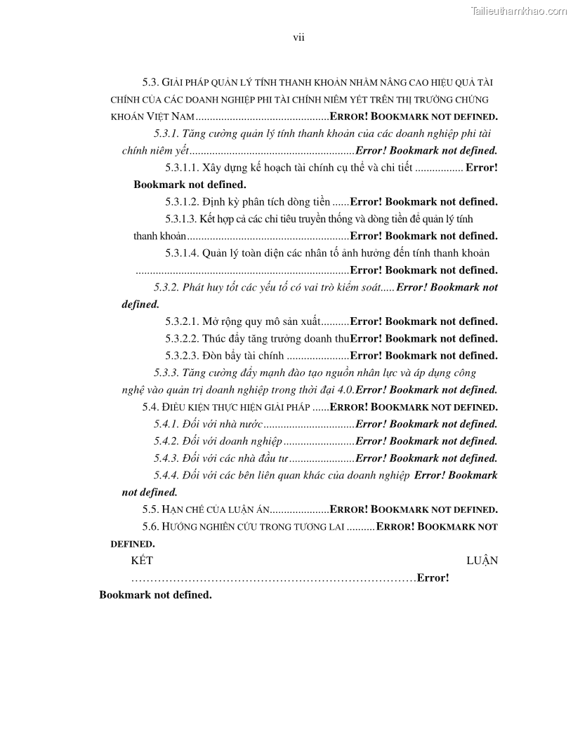 Luận án tiến sĩ tài chính ngân hàng Tác động của tính thanh khoản đến hiệu quả tài chính của các Công ty phi tài chính niêm yết trên thị trường chứng khoán Việt Nam - 1 Trang 7