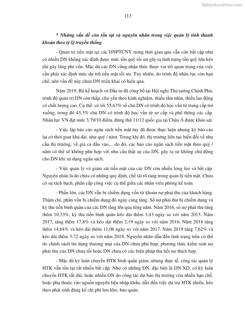 Luận án tiến sĩ tài chính ngân hàng Tác động của tính thanh khoản đến hiệu quả tài chính của các Công ty phi tài chính niêm yết trên thị trường chứng khoán Việt Nam - 11 Trang 126