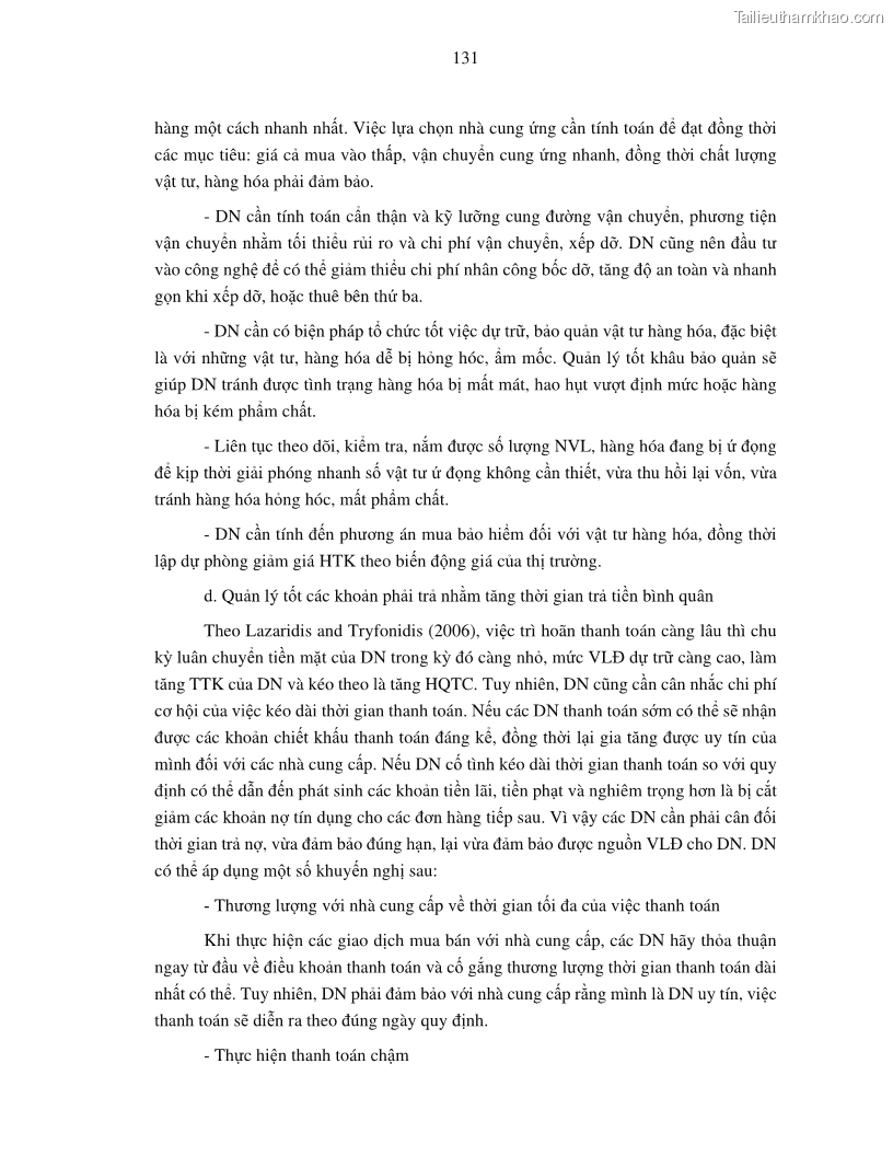 Luận án tiến sĩ tài chính ngân hàng Tác động của tính thanh khoản đến hiệu quả tài chính của các Công ty phi tài chính niêm yết trên thị trường chứng khoán Việt Nam - 12 Trang 144