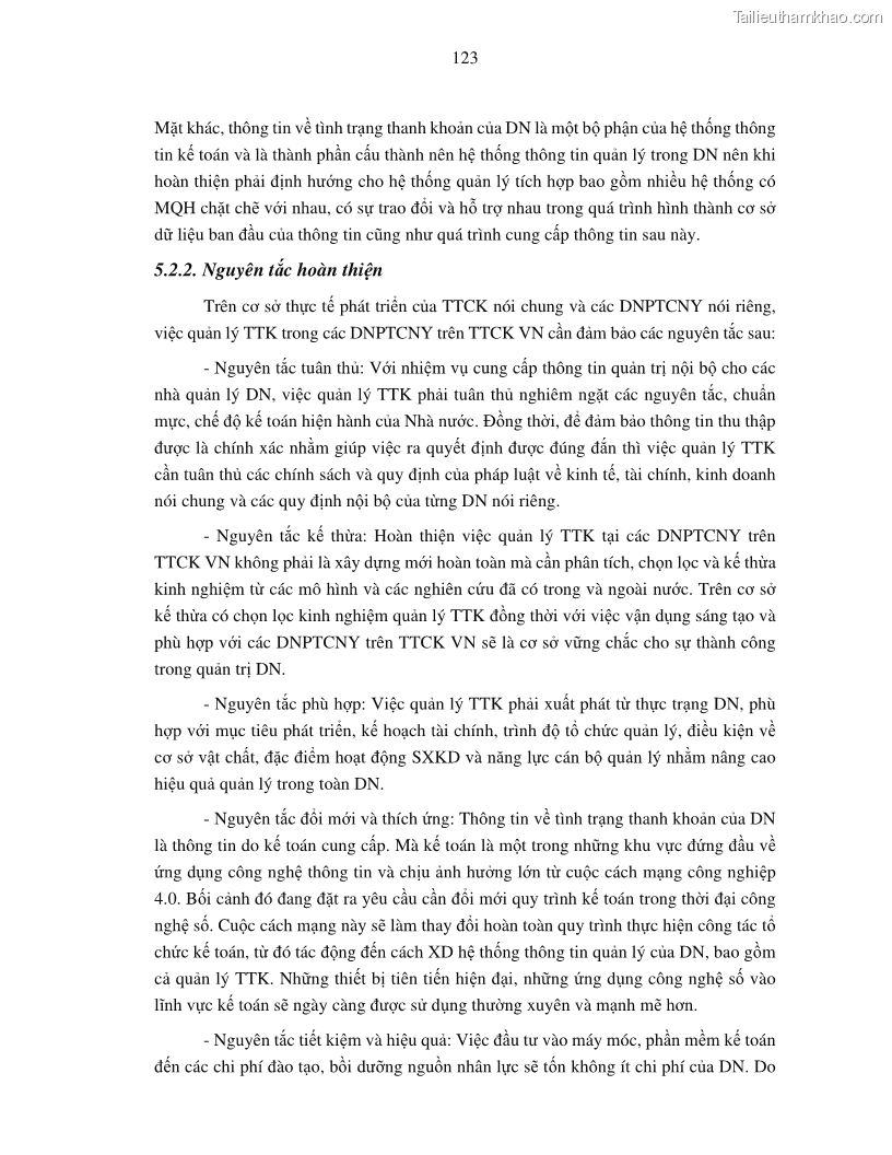 Luận án tiến sĩ tài chính ngân hàng Tác động của tính thanh khoản đến hiệu quả tài chính của các Công ty phi tài chính niêm yết trên thị trường chứng khoán Việt Nam - 12 Trang 136