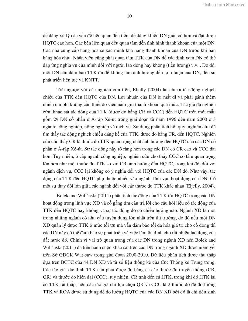 Luận án tiến sĩ tài chính ngân hàng Tác động của tính thanh khoản đến hiệu quả tài chính của các Công ty phi tài chính niêm yết trên thị trường chứng khoán Việt Nam - 2 Trang 23