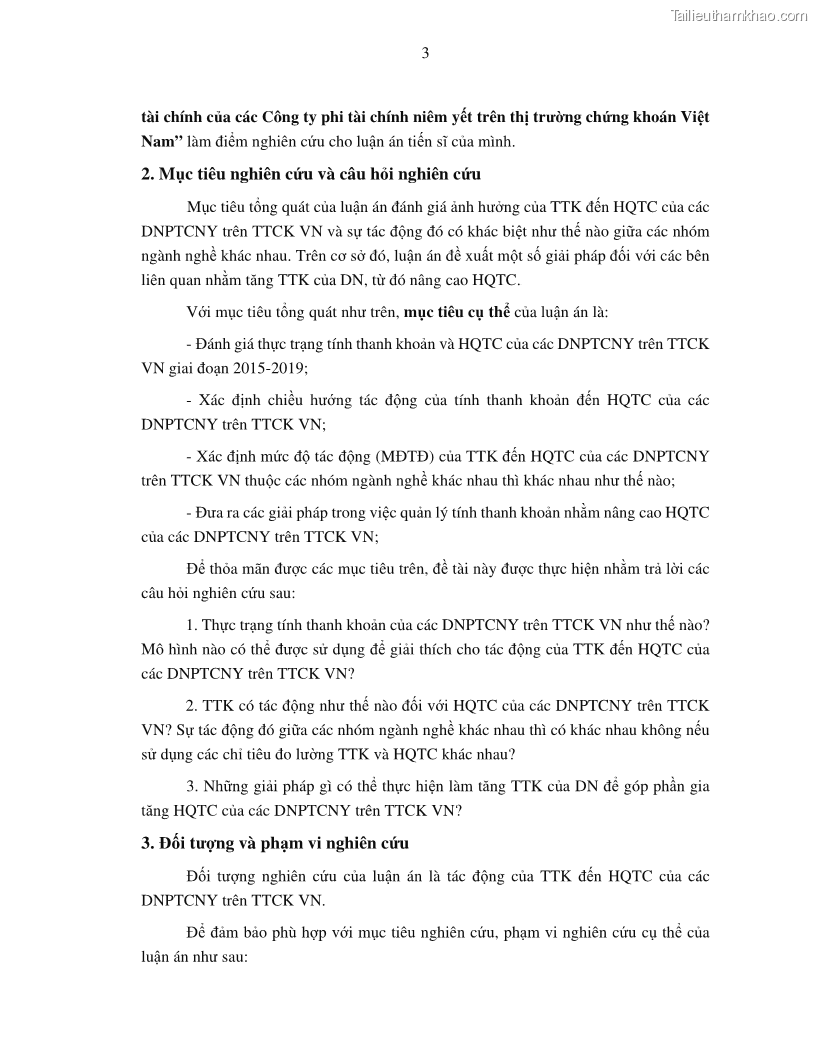 Luận án tiến sĩ tài chính ngân hàng Tác động của tính thanh khoản đến hiệu quả tài chính của các Công ty phi tài chính niêm yết trên thị trường chứng khoán Việt Nam - 2 Trang 16