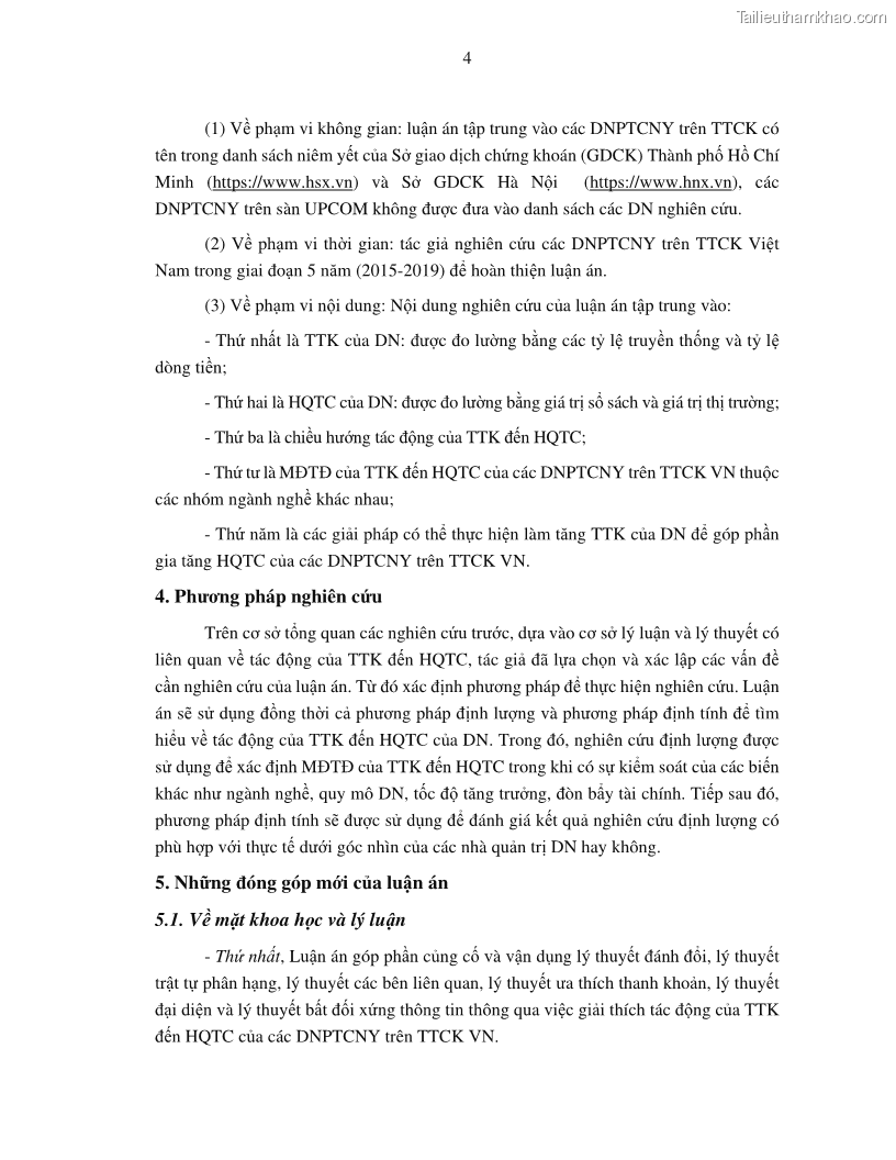 Luận án tiến sĩ tài chính ngân hàng Tác động của tính thanh khoản đến hiệu quả tài chính của các Công ty phi tài chính niêm yết trên thị trường chứng khoán Việt Nam - 2 Trang 17