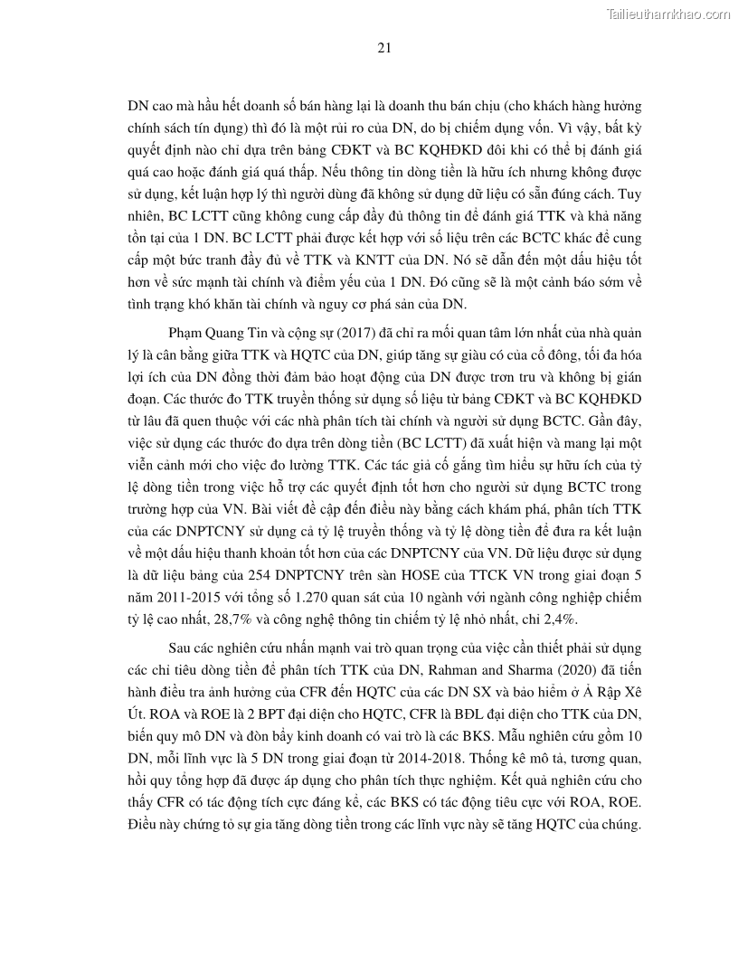 Luận án tiến sĩ tài chính ngân hàng Tác động của tính thanh khoản đến hiệu quả tài chính của các Công ty phi tài chính niêm yết trên thị trường chứng khoán Việt Nam - 3 Trang 34