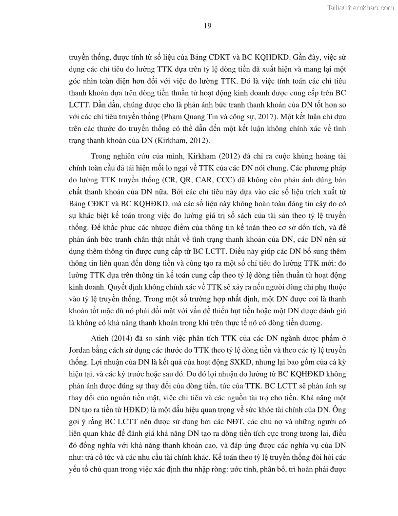 Luận án tiến sĩ tài chính ngân hàng Tác động của tính thanh khoản đến hiệu quả tài chính của các Công ty phi tài chính niêm yết trên thị trường chứng khoán Việt Nam - 3 Trang 32