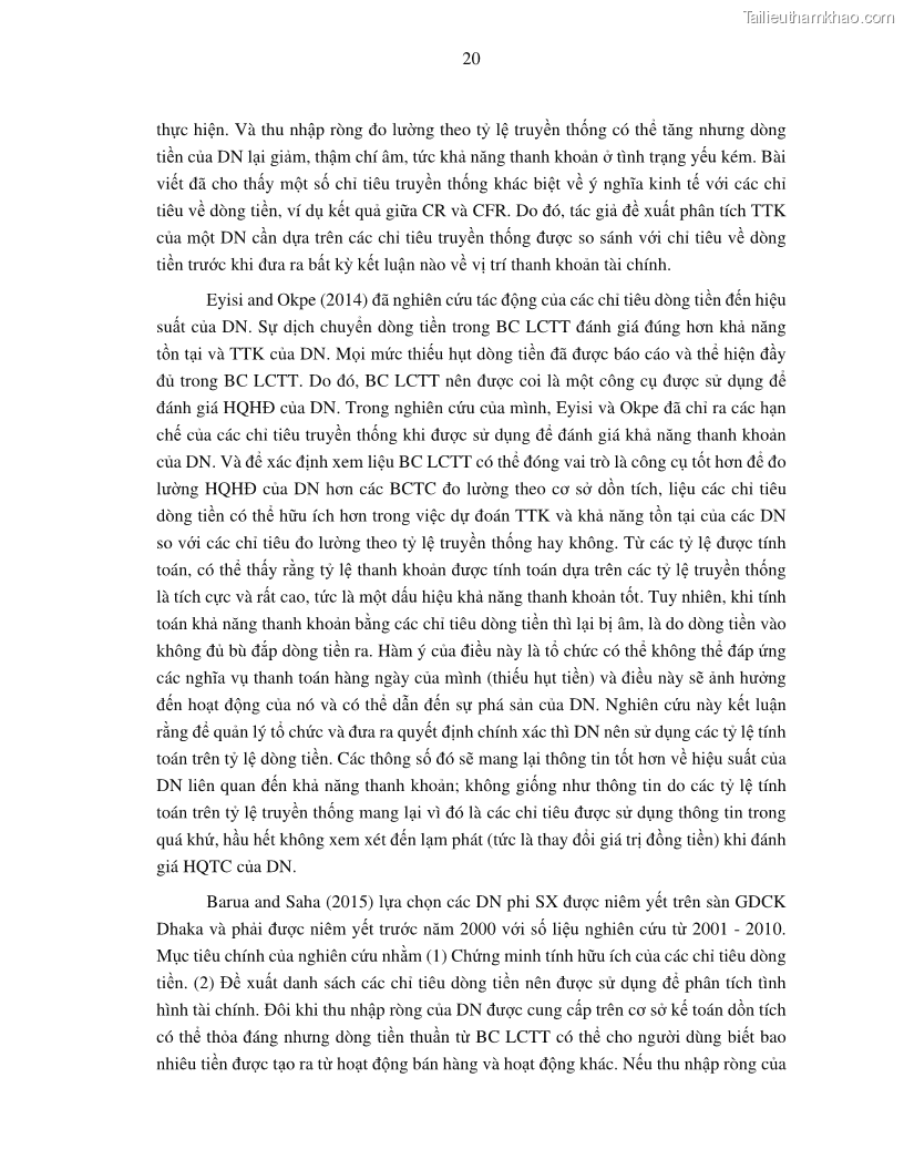Luận án tiến sĩ tài chính ngân hàng Tác động của tính thanh khoản đến hiệu quả tài chính của các Công ty phi tài chính niêm yết trên thị trường chứng khoán Việt Nam - 3 Trang 33
