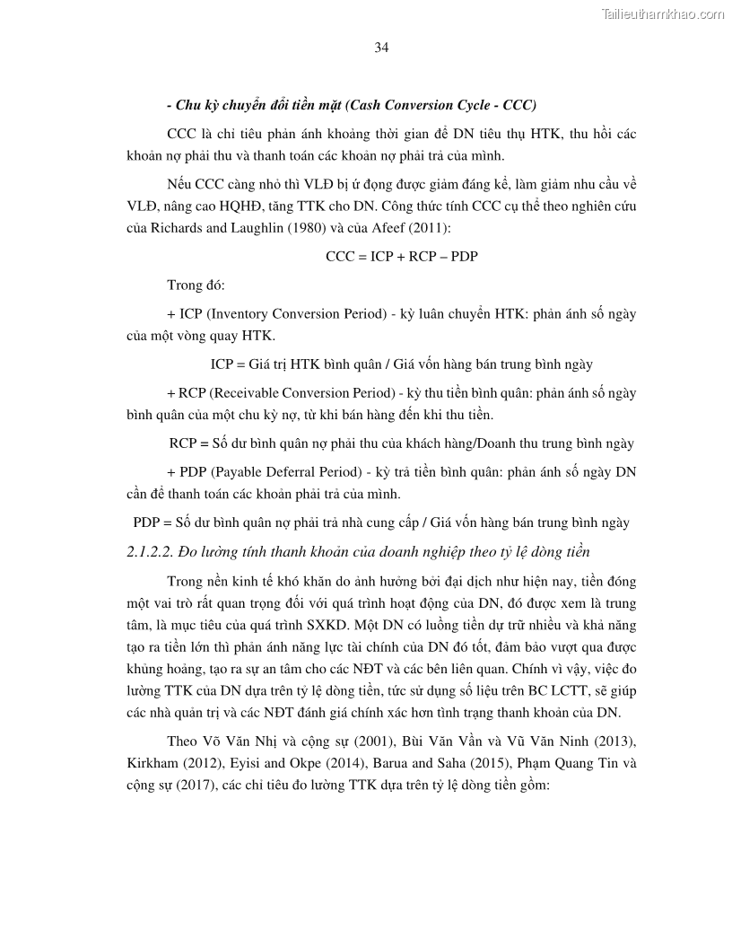Luận án tiến sĩ tài chính ngân hàng Tác động của tính thanh khoản đến hiệu quả tài chính của các Công ty phi tài chính niêm yết trên thị trường chứng khoán Việt Nam - 4 Trang 47