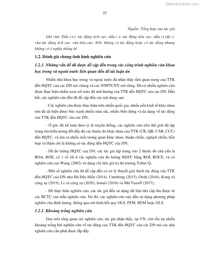 Luận án tiến sĩ tài chính ngân hàng Tác động của tính thanh khoản đến hiệu quả tài chính của các Công ty phi tài chính niêm yết trên thị trường chứng khoán Việt Nam - 4 Trang 38