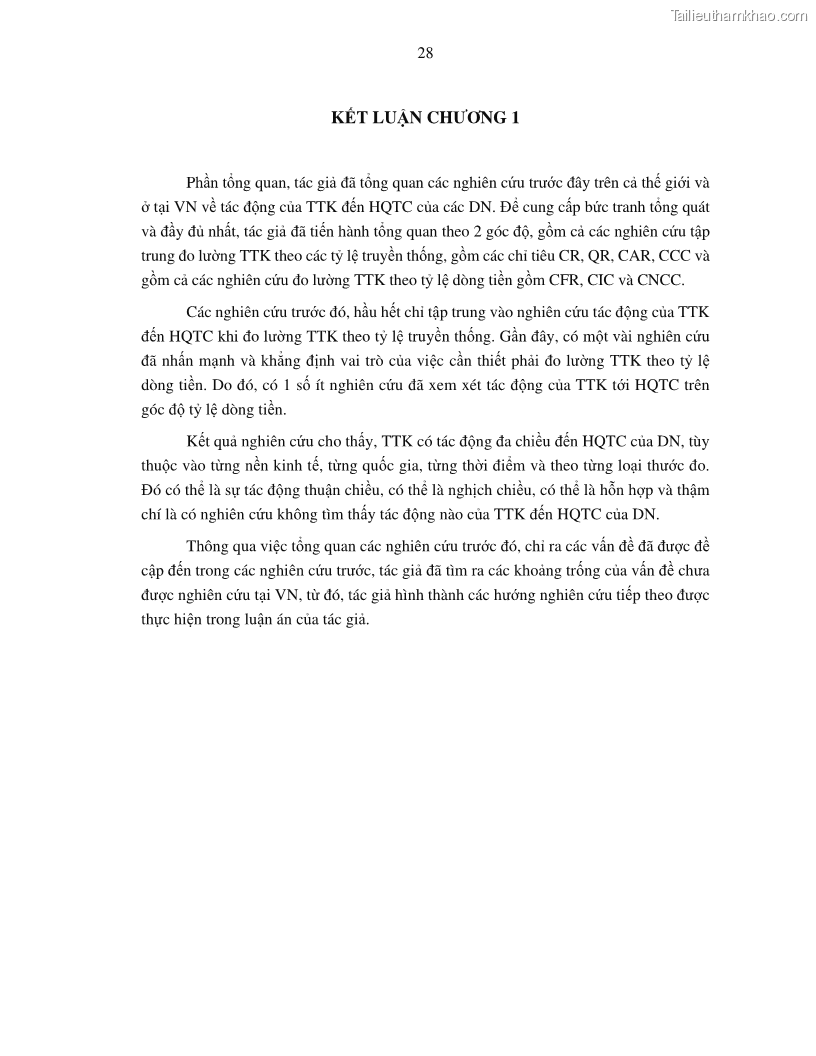 Luận án tiến sĩ tài chính ngân hàng Tác động của tính thanh khoản đến hiệu quả tài chính của các Công ty phi tài chính niêm yết trên thị trường chứng khoán Việt Nam - 4 Trang 41
