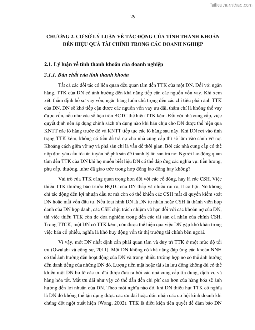 Luận án tiến sĩ tài chính ngân hàng Tác động của tính thanh khoản đến hiệu quả tài chính của các Công ty phi tài chính niêm yết trên thị trường chứng khoán Việt Nam - 4 Trang 42