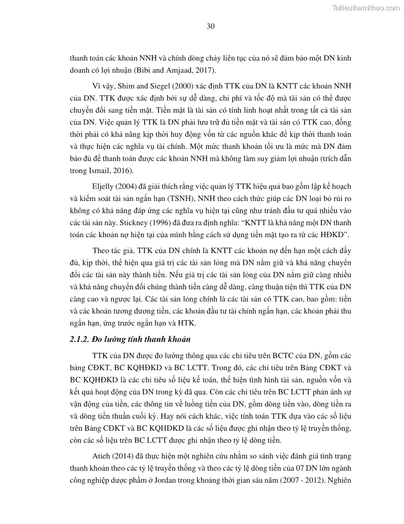 Luận án tiến sĩ tài chính ngân hàng Tác động của tính thanh khoản đến hiệu quả tài chính của các Công ty phi tài chính niêm yết trên thị trường chứng khoán Việt Nam - 4 Trang 43