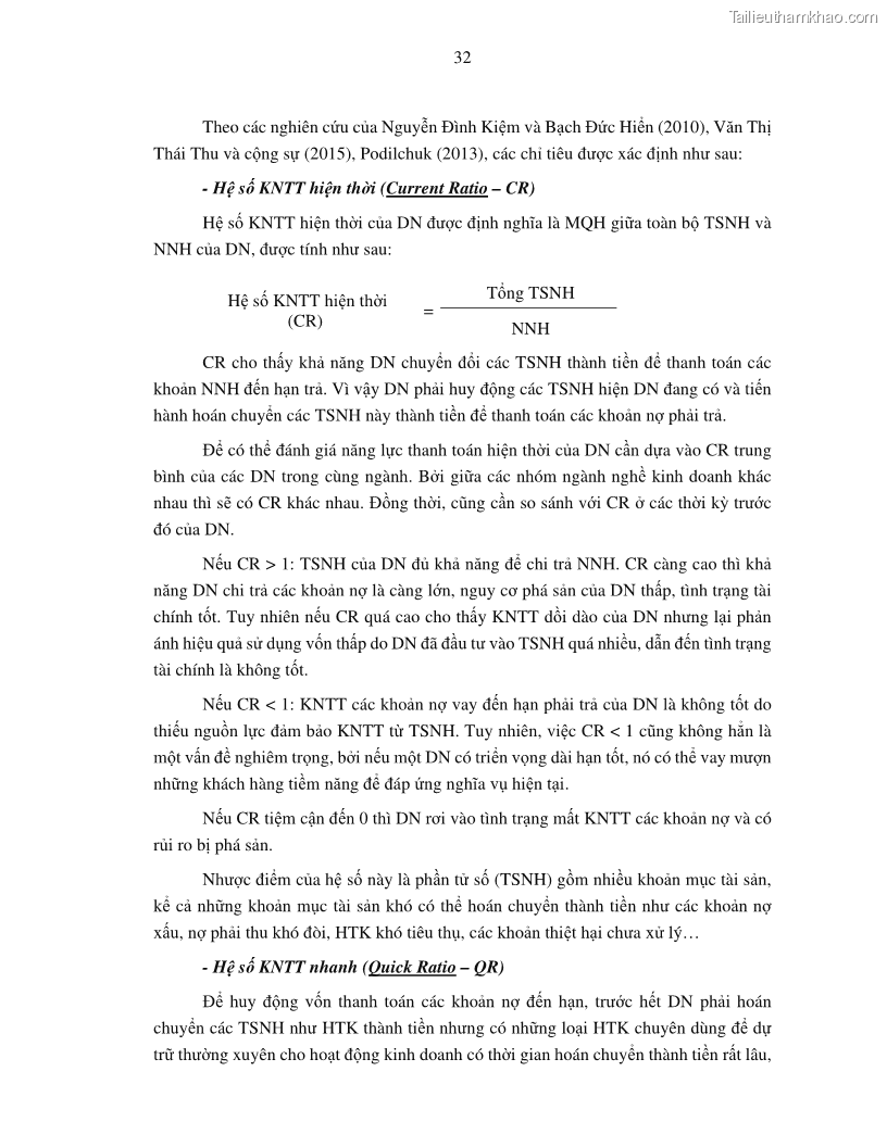 Luận án tiến sĩ tài chính ngân hàng Tác động của tính thanh khoản đến hiệu quả tài chính của các Công ty phi tài chính niêm yết trên thị trường chứng khoán Việt Nam - 4 Trang 45