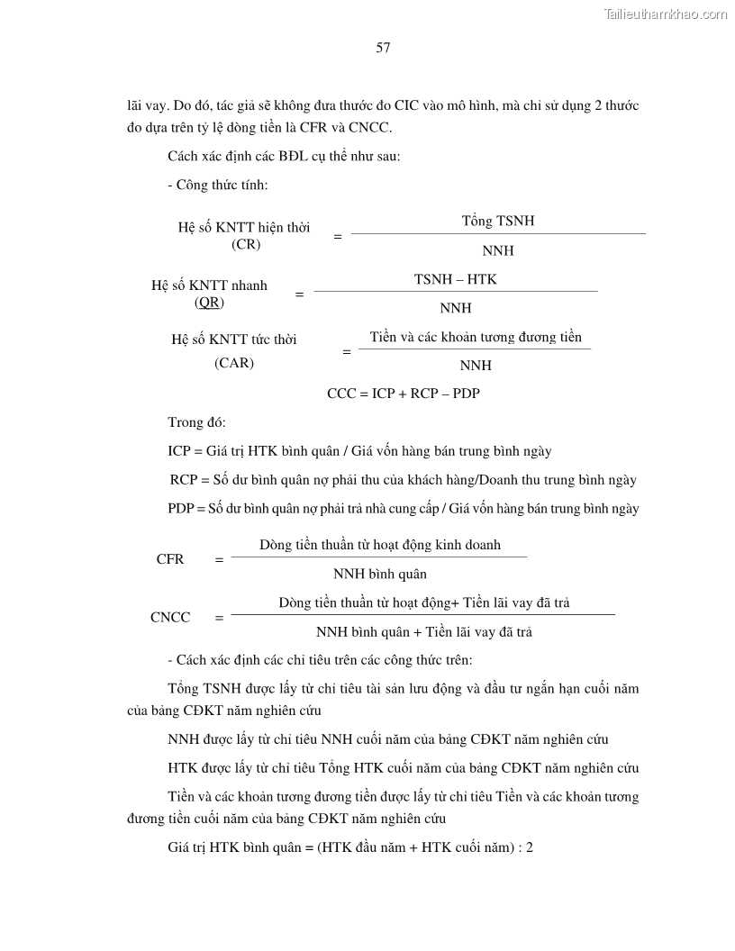 Luận án tiến sĩ tài chính ngân hàng Tác động của tính thanh khoản đến hiệu quả tài chính của các Công ty phi tài chính niêm yết trên thị trường chứng khoán Việt Nam - 6 Trang 70