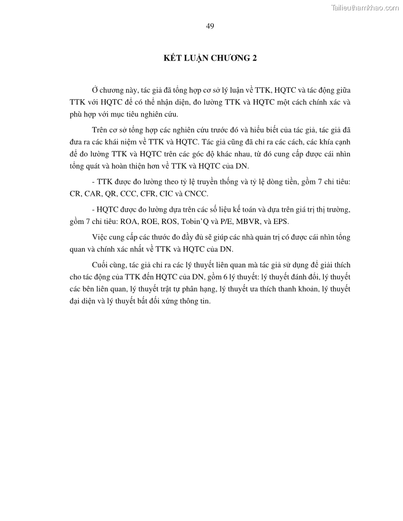 Luận án tiến sĩ tài chính ngân hàng Tác động của tính thanh khoản đến hiệu quả tài chính của các Công ty phi tài chính niêm yết trên thị trường chứng khoán Việt Nam - 6 Trang 62