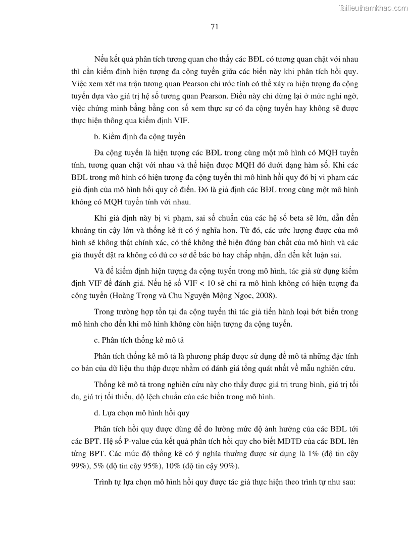 Luận án tiến sĩ tài chính ngân hàng Tác động của tính thanh khoản đến hiệu quả tài chính của các Công ty phi tài chính niêm yết trên thị trường chứng khoán Việt Nam - 7 Trang 84