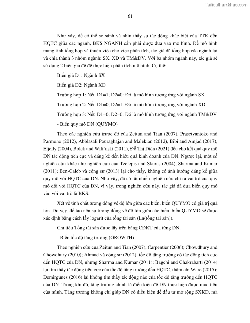 Luận án tiến sĩ tài chính ngân hàng Tác động của tính thanh khoản đến hiệu quả tài chính của các Công ty phi tài chính niêm yết trên thị trường chứng khoán Việt Nam - 7 Trang 74