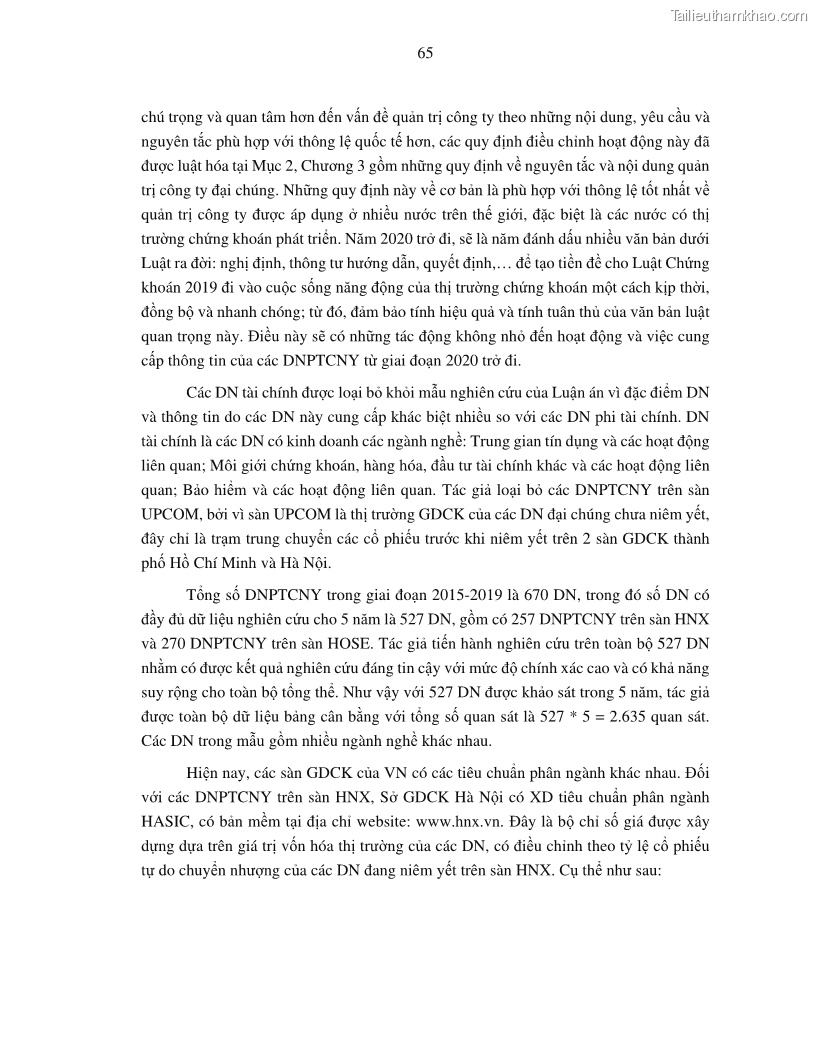 Luận án tiến sĩ tài chính ngân hàng Tác động của tính thanh khoản đến hiệu quả tài chính của các Công ty phi tài chính niêm yết trên thị trường chứng khoán Việt Nam - 7 Trang 78