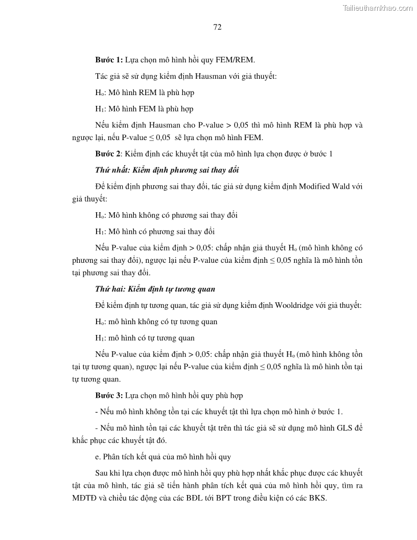 Luận án tiến sĩ tài chính ngân hàng Tác động của tính thanh khoản đến hiệu quả tài chính của các Công ty phi tài chính niêm yết trên thị trường chứng khoán Việt Nam - 8 Trang 85