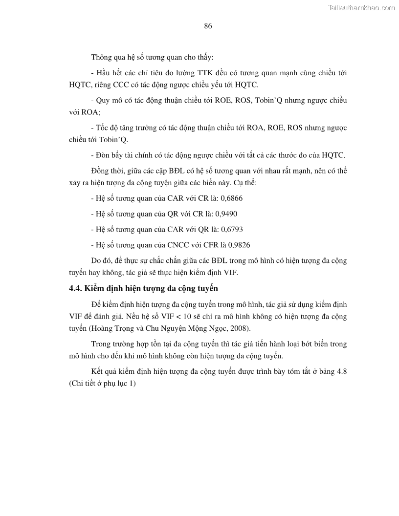 Luận án tiến sĩ tài chính ngân hàng Tác động của tính thanh khoản đến hiệu quả tài chính của các Công ty phi tài chính niêm yết trên thị trường chứng khoán Việt Nam - 9 Trang 99