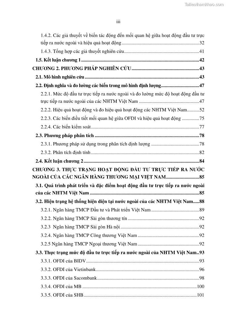 Luận án tiến sĩ tài chính ngân hàng Tác động hoạt động đầu tư trực tiếp ra nước ngoài đến hiệu quả hoạt động tại các NHTM Việt Nam - 1 Trang 5