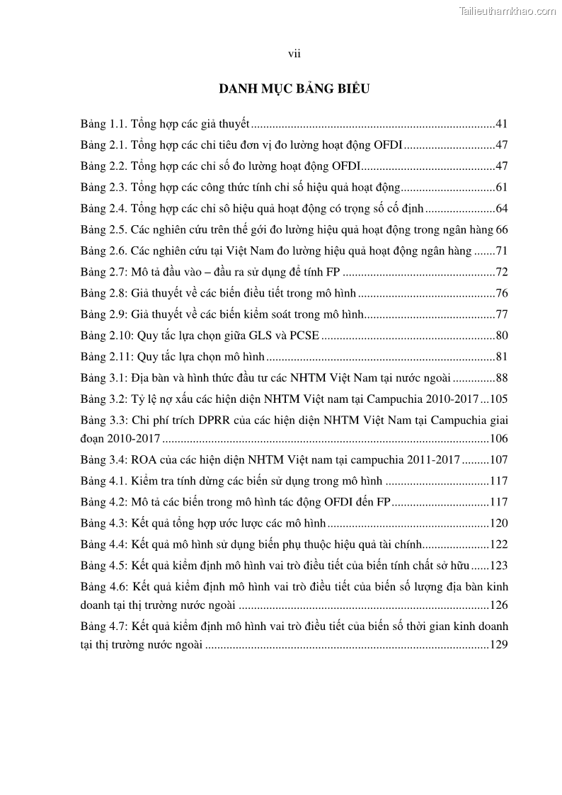 Luận án tiến sĩ tài chính ngân hàng Tác động hoạt động đầu tư trực tiếp ra nước ngoài đến hiệu quả hoạt động tại các NHTM Việt Nam - 1 Trang 9