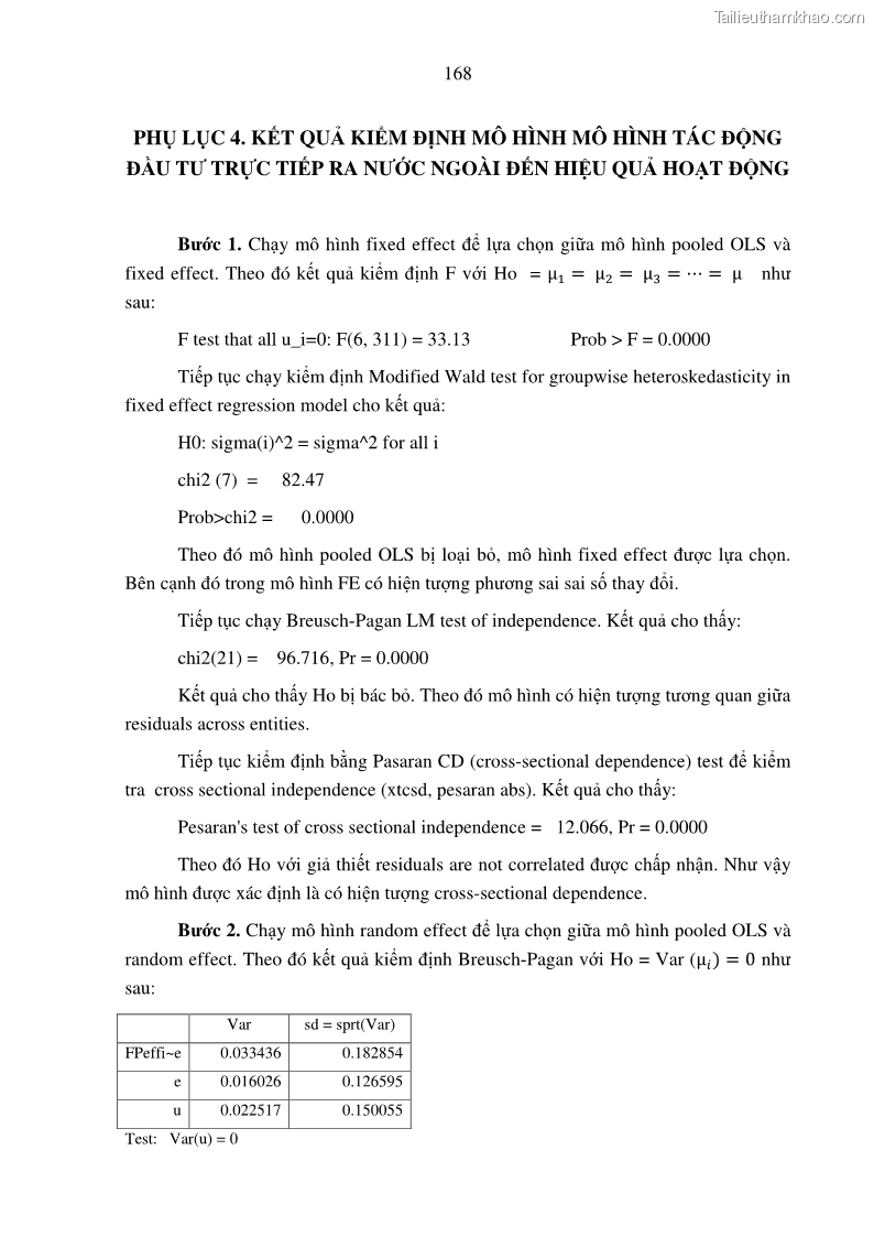 Luận án tiến sĩ tài chính ngân hàng Tác động hoạt động đầu tư trực tiếp ra nước ngoài đến hiệu quả hoạt động tại các NHTM Việt Nam - 15 Trang 178