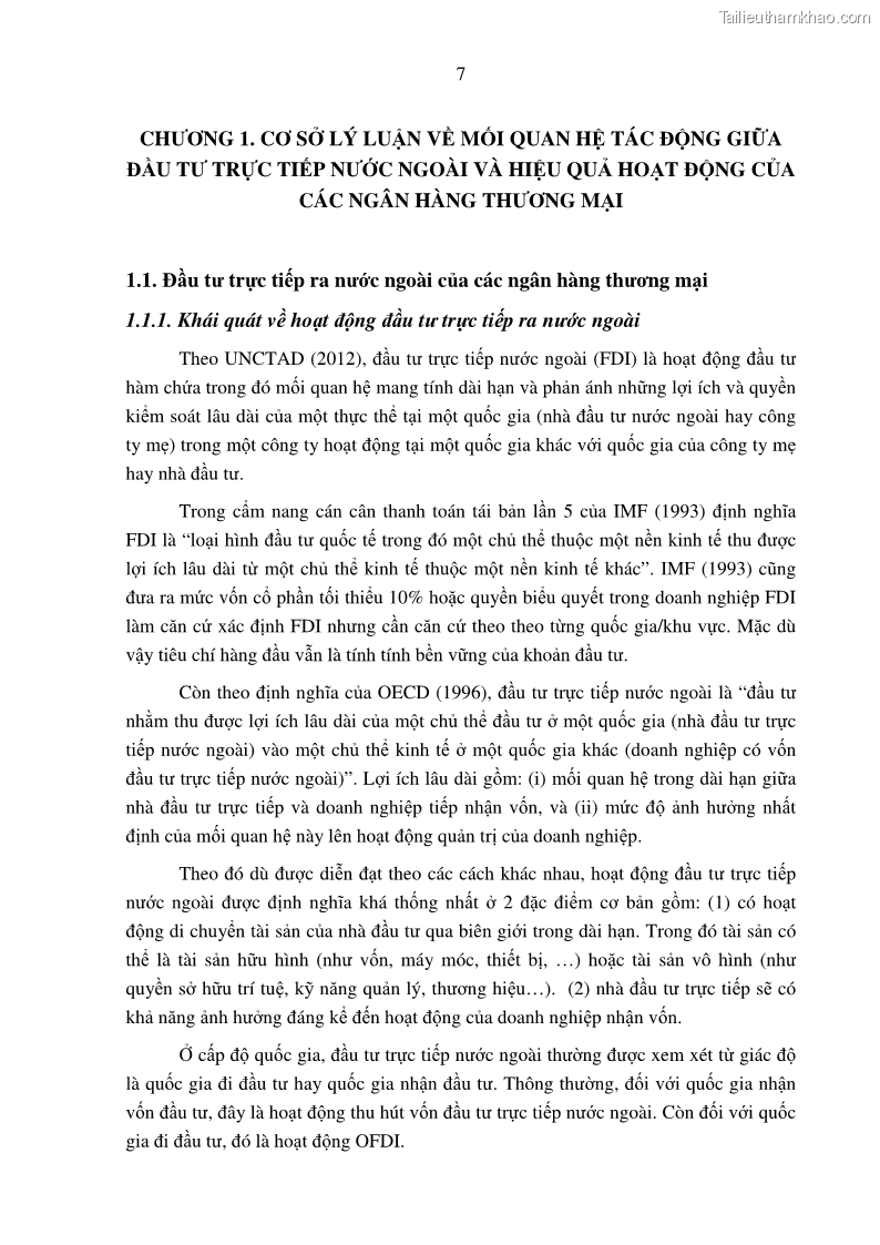 Luận án tiến sĩ tài chính ngân hàng Tác động hoạt động đầu tư trực tiếp ra nước ngoài đến hiệu quả hoạt động tại các NHTM Việt Nam - 2 Trang 17