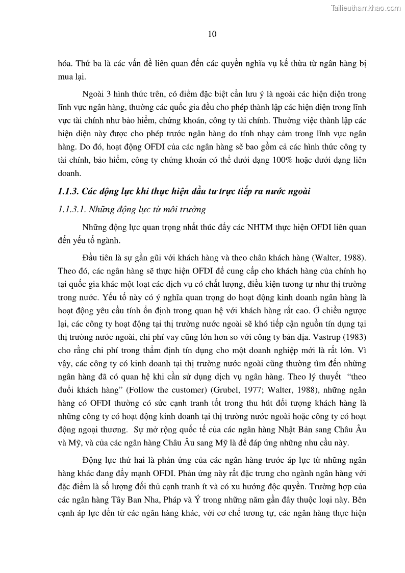 Luận án tiến sĩ tài chính ngân hàng Tác động hoạt động đầu tư trực tiếp ra nước ngoài đến hiệu quả hoạt động tại các NHTM Việt Nam - 2 Trang 20