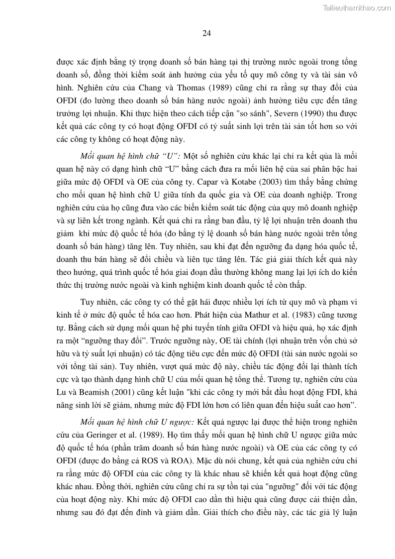 Luận án tiến sĩ tài chính ngân hàng Tác động hoạt động đầu tư trực tiếp ra nước ngoài đến hiệu quả hoạt động tại các NHTM Việt Nam - 3 Trang 34