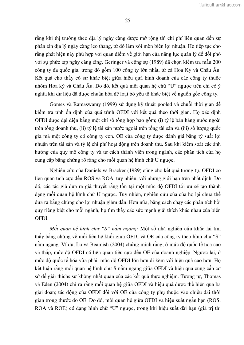 Luận án tiến sĩ tài chính ngân hàng Tác động hoạt động đầu tư trực tiếp ra nước ngoài đến hiệu quả hoạt động tại các NHTM Việt Nam - 3 Trang 35