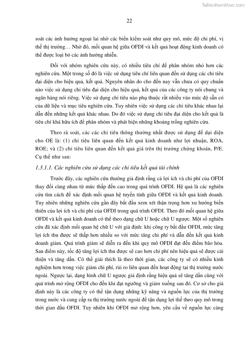Luận án tiến sĩ tài chính ngân hàng Tác động hoạt động đầu tư trực tiếp ra nước ngoài đến hiệu quả hoạt động tại các NHTM Việt Nam - 3 Trang 32