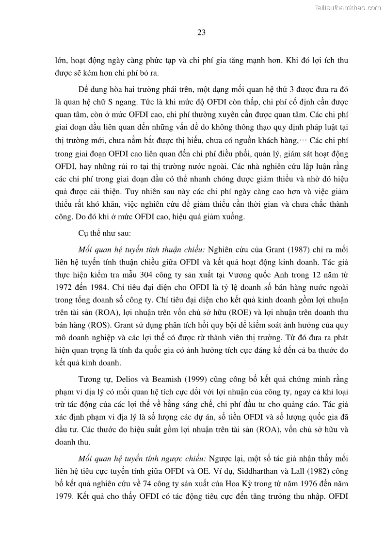 Luận án tiến sĩ tài chính ngân hàng Tác động hoạt động đầu tư trực tiếp ra nước ngoài đến hiệu quả hoạt động tại các NHTM Việt Nam - 3 Trang 33