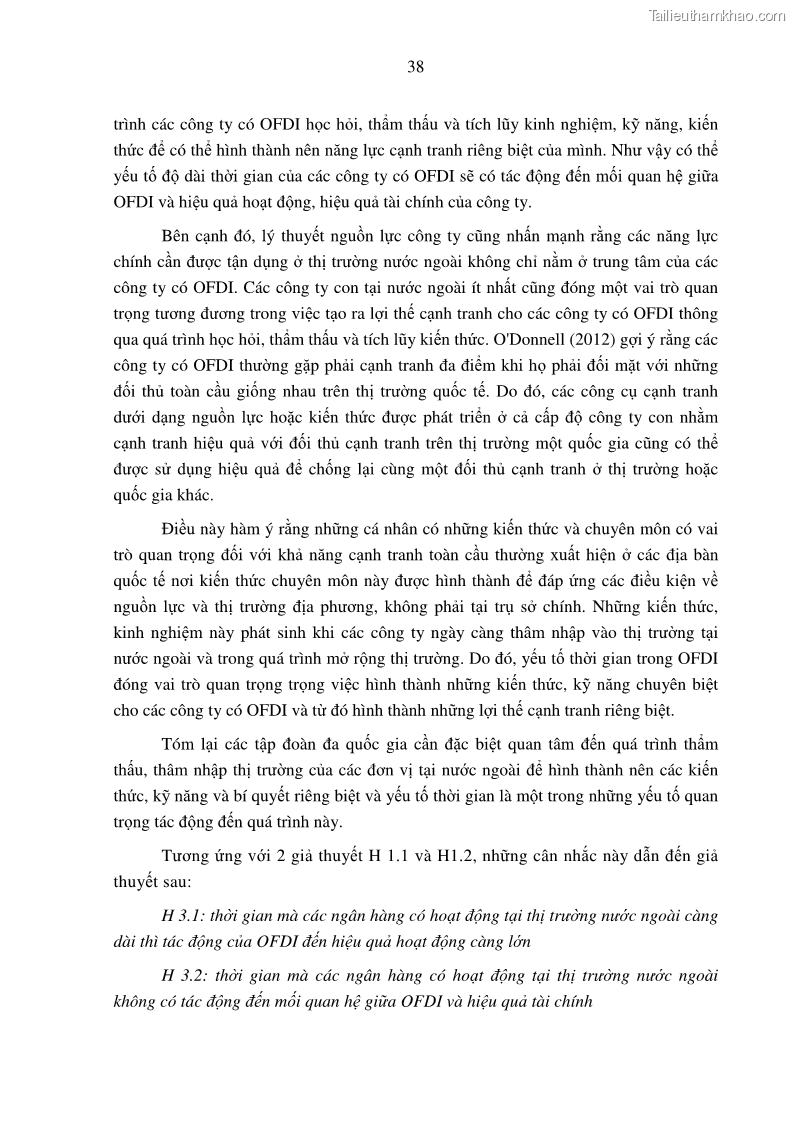 Luận án tiến sĩ tài chính ngân hàng Tác động hoạt động đầu tư trực tiếp ra nước ngoài đến hiệu quả hoạt động tại các NHTM Việt Nam - 4 Trang 48