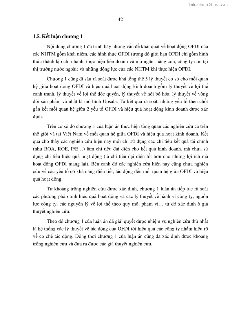 Luận án tiến sĩ tài chính ngân hàng Tác động hoạt động đầu tư trực tiếp ra nước ngoài đến hiệu quả hoạt động tại các NHTM Việt Nam - 5 Trang 52