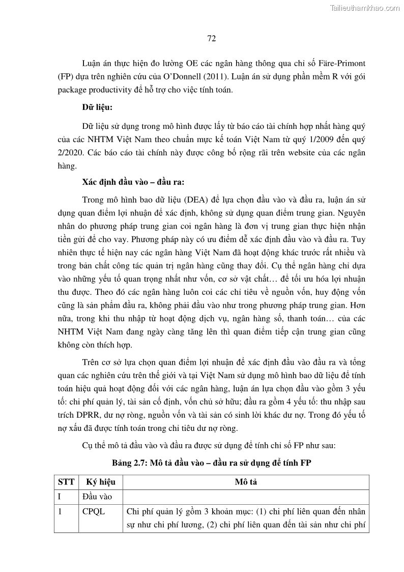 Luận án tiến sĩ tài chính ngân hàng Tác động hoạt động đầu tư trực tiếp ra nước ngoài đến hiệu quả hoạt động tại các NHTM Việt Nam - 7 Trang 82