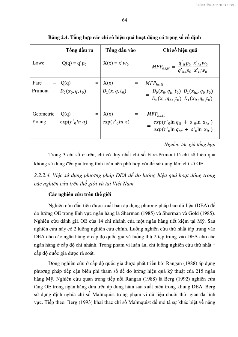 Luận án tiến sĩ tài chính ngân hàng Tác động hoạt động đầu tư trực tiếp ra nước ngoài đến hiệu quả hoạt động tại các NHTM Việt Nam - 7 Trang 74