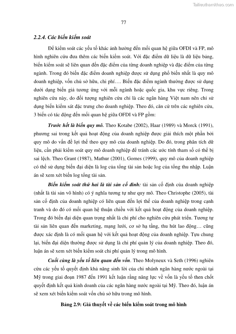 Luận án tiến sĩ tài chính ngân hàng Tác động hoạt động đầu tư trực tiếp ra nước ngoài đến hiệu quả hoạt động tại các NHTM Việt Nam - 8 Trang 87