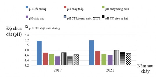 Hình 3 18 Thay đổi độ pH theo năm trên các cấp độ cháy Các từ viết tắt 4