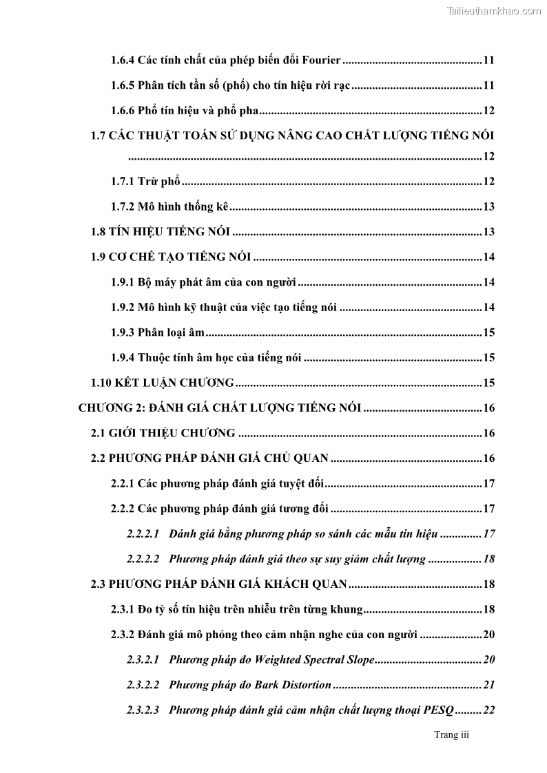 Đồ án tốt nghiệp Áp dụng thuật toán Wiener Filtering nâng cao chất lượng tiếng nói - 1 Trang 3