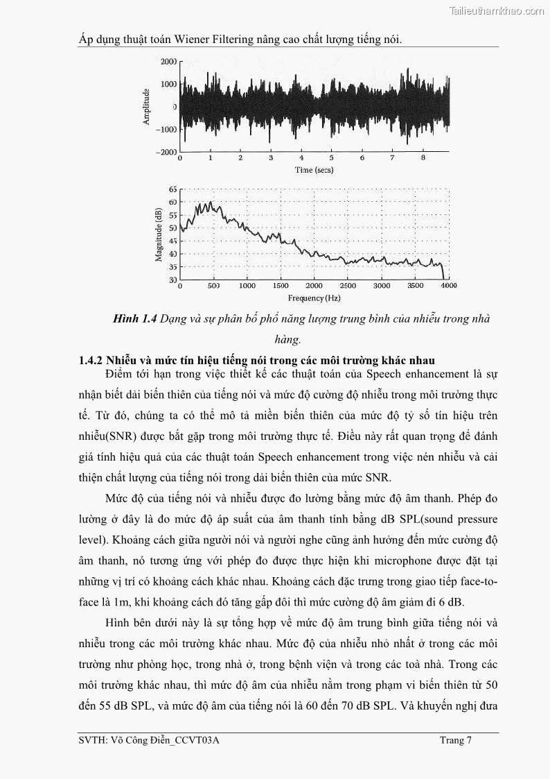 Đồ án tốt nghiệp Áp dụng thuật toán Wiener Filtering nâng cao chất lượng tiếng nói - 2 Trang 16