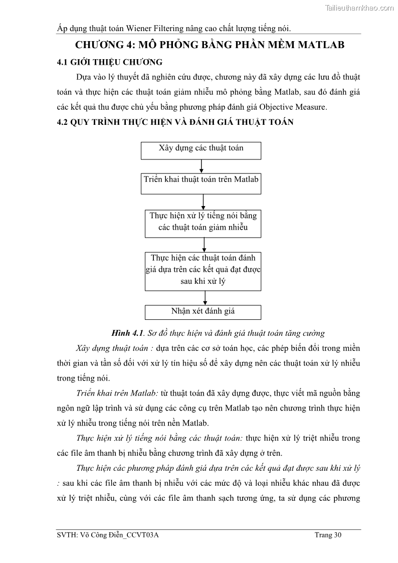 Đồ án tốt nghiệp Áp dụng thuật toán Wiener Filtering nâng cao chất lượng tiếng nói - 4 Trang 39